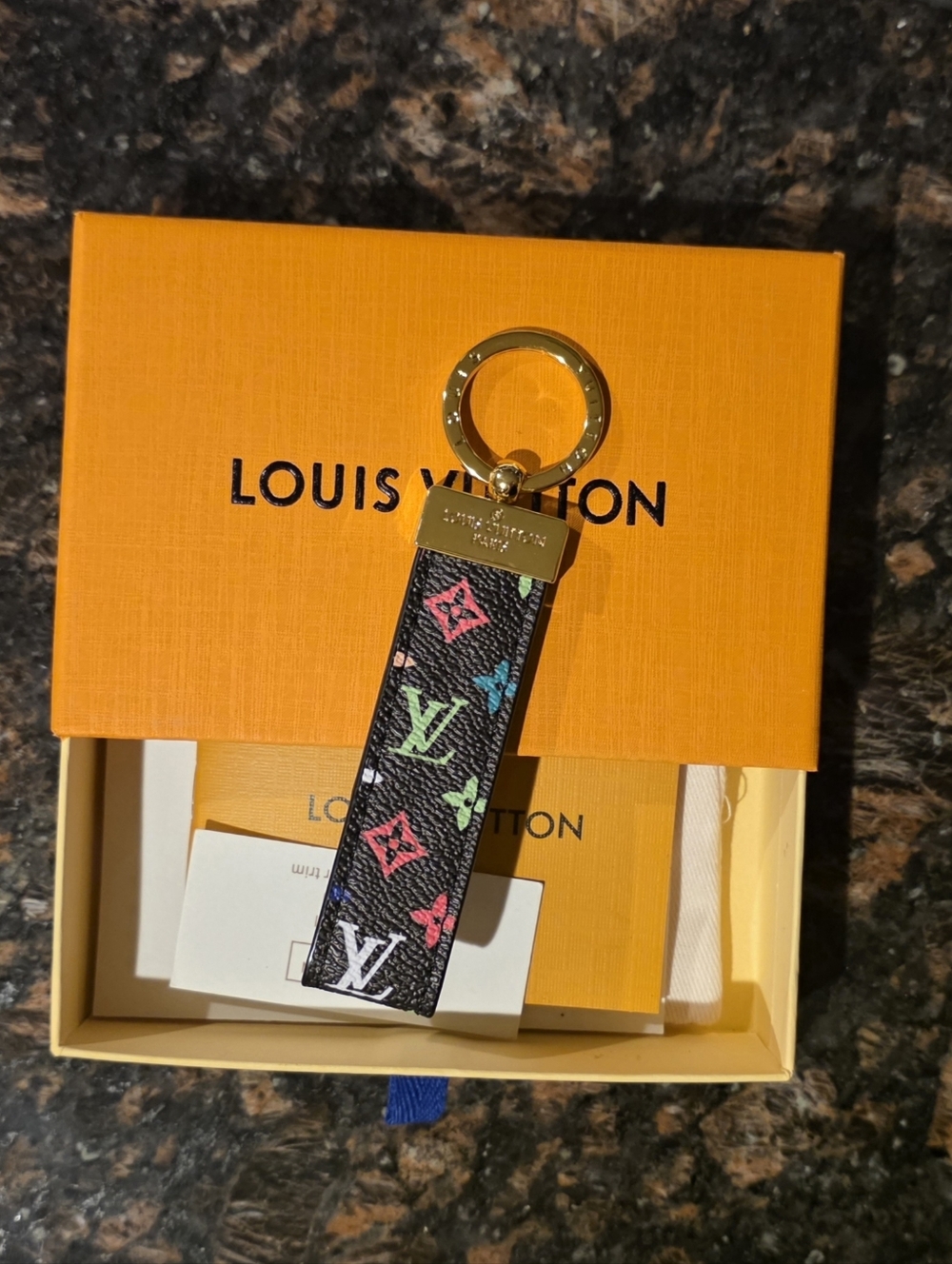 W/BOX 🖤 Black + Color 🩷💚💙🖤 Monogram Key Chain Strap